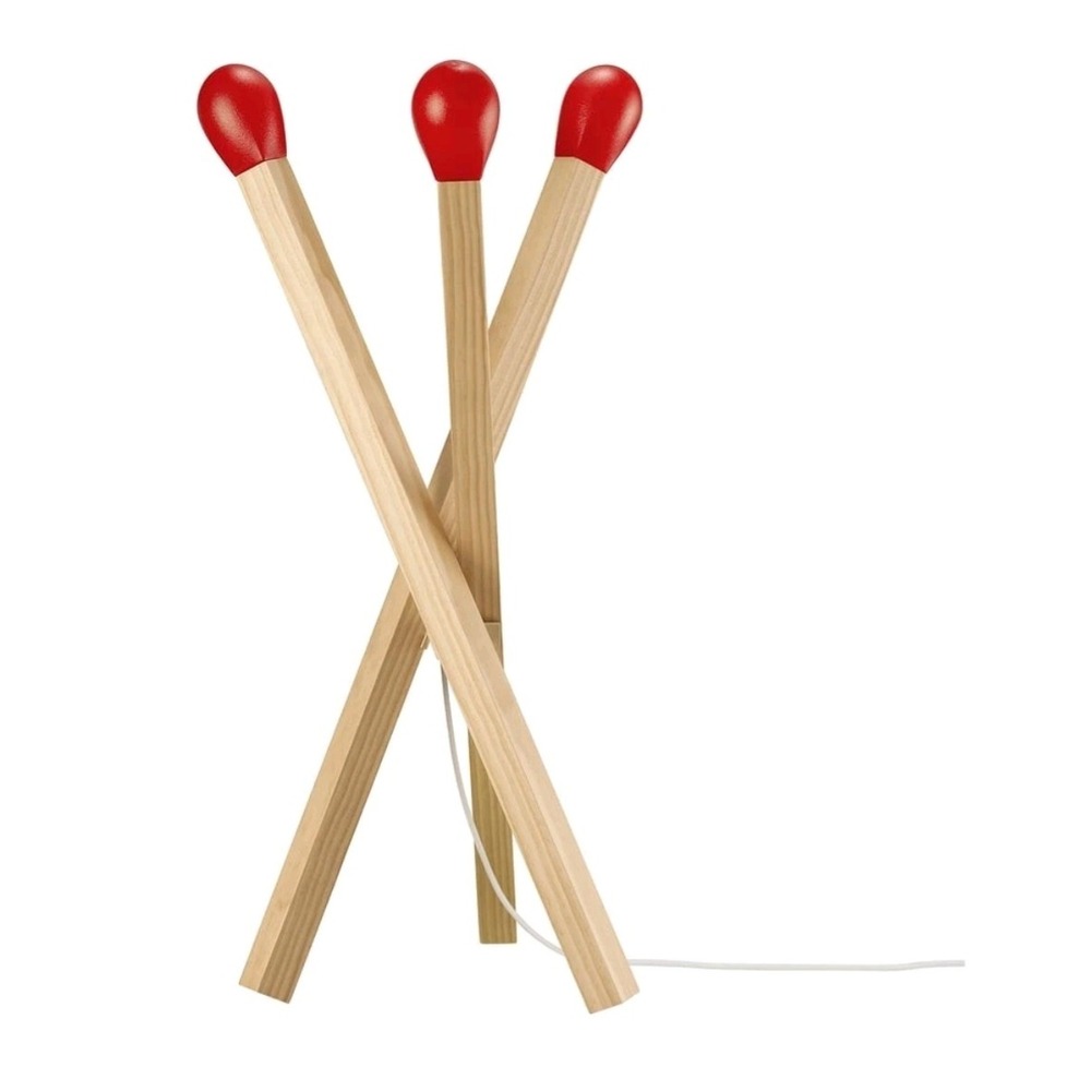 IKEA Strala VIRAL Matchstick LED Floor Lamp 26in Lukas Bazle Red Wood